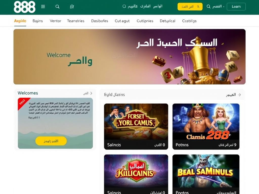 واجهة كازينو 888 باللغة العربية مع عرض للألعاب المتاحة واجهة كازينو 888 باللغة العربية مع عرض للألعاب المتاحة
