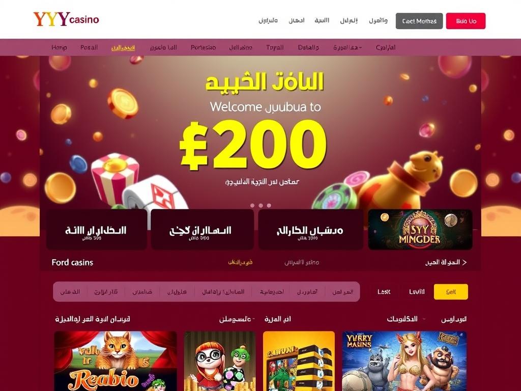 واجهة كازينو YYY باللغة العربية تعرض ألعاب متنوعة ومكافآت للاعبين القطريين واجهة كازينو YYY باللغة العربية تعرض ألعاب متنوعة ومكافآت للاعبين القطريين